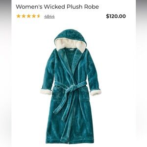 L.L. Bean teal Fleece Robe with Hood